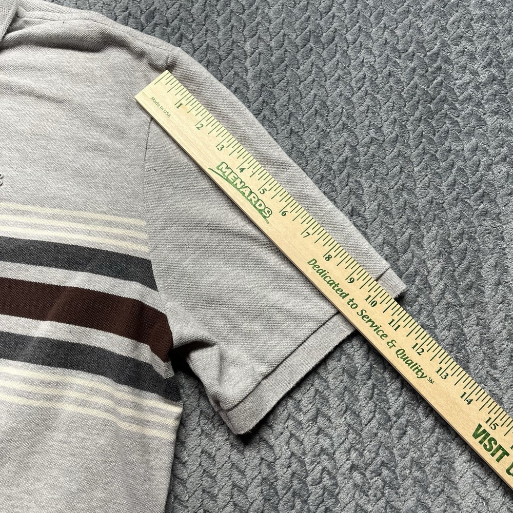 Lacoste Men Polo Shirt Size 7 Gray Striped 100% Cotton Classic Fit Made In Peru - Picture 7 of 7